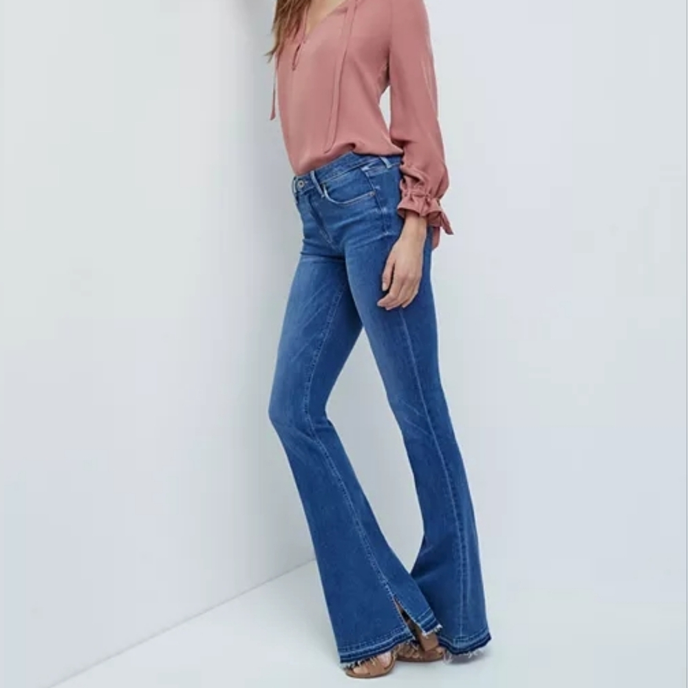 PAIGE Medium Blue Wide Leg Jeans